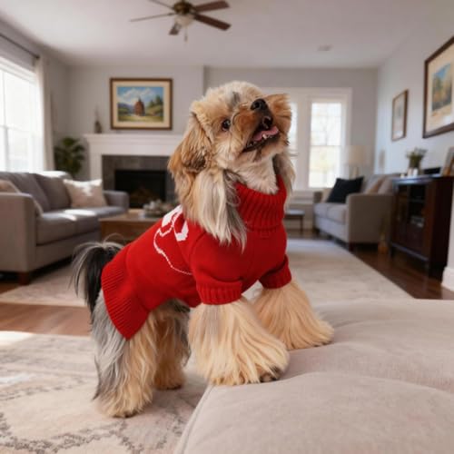 Image of YUDODO Bowknot Dog Sweater Dress for Small Dogs Girl, Stretchy Pet Clothes