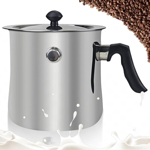 1.5L Milchtopf mit Deckel, Milchkochtopf aus Edelstahl mit Pfeife & Bakelitgriff Milchtopf Doppelwandig Simmertopf Induktion Puddingtopf Schmelztopf Wasserbad MilchtopfInduktion für alle Herdarten