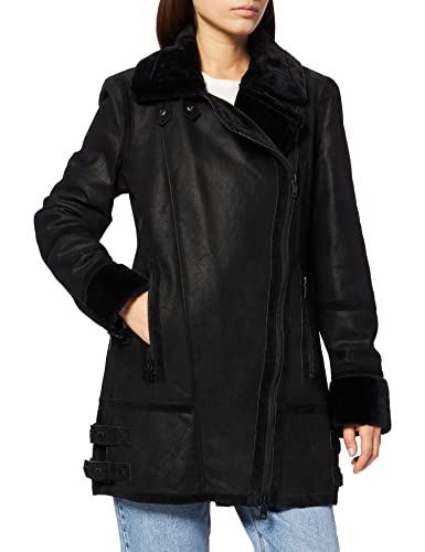 Preisvergleich Produktbild Freaky Nation Damen ICY-Wind-FN Ledermantel, Black / Black, M