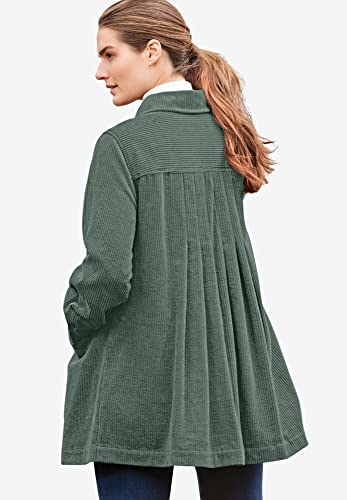Woman Within Plus Size Pleat-Back Corduroy Jacket Long Oversized Barn Coat4