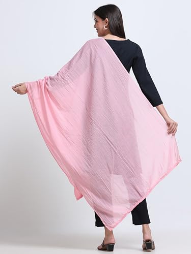 Image of Miraan Solid Pure Cotton Dupatta with Pom Pom Border, 2.25 meters length (DUPCOTTON)