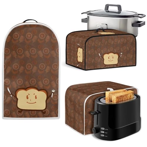 ASQVTIFE Appliance Covers for Kitchen Counter Cute Toast Slow Cooker Cover Kitchen Appliance Cover Set Universal Size Blender Cover Slow Cooker Cover Toaster Cover 4 Slice Cooker Cover Dust Cover