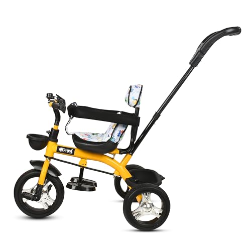 Image of Tricycle 1 Years to 5 Years with Removable Safety Guard and Parental Control Back Side Push Handle with Rubber Tyre for Kid's CR07 (Yellow 2)
