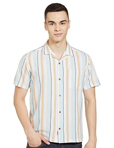 Image of max Men Cotton Striped Resort Collar Slim Fit Casual Shirt