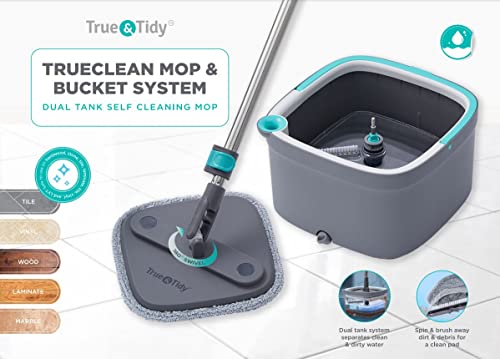 True & Tidy SPIN-800A GRAY True Clean Mop And Bucket System, Includes Square Spin Mop thumb #1