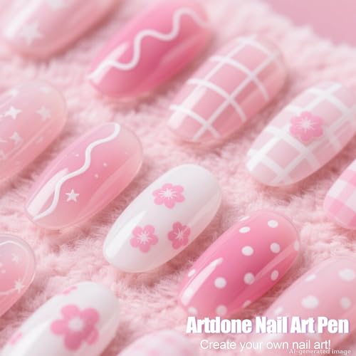 Image of Artdone 38Pcs Nail Striping Tape Lines Kit With Nail Art Pens Dotting Tools And Liner Brushes For Gel Polish Small Detail Drawing Design Paint