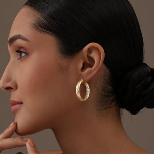 LeCalla Sterling Silver Jewelry Diamond-Cut Hoop Earring for Women2
