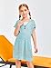 Haloumoning Girls Crochet Swim Beach Cover Up Kids Fashion Button Short Sleeve Swimsuits Cover Ups 5-14 Years Blue