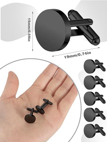 Image of Newcotte 5 Pairs Cufflinks for Men Round Silver Cufflinks Mens Classic Stainless Steel Cuff Links Set for Wedding Gifts