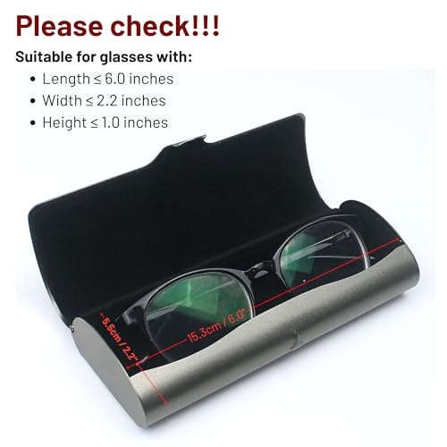 Image of Marsrut Slim Eyeglass Case, Metal Aluminum Eyeglass Hard Shell, Thin Light Matte Spectacle Glasses Cases for Nearsighted Men Women (Dark Green-Grey)