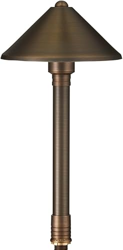 VOLT Conehead - Mini luz de latón de 12 V (pantalla de 7 pulgadas, 15 pulgadas de alto) para iluminación de paisaje de bajo voltaje en caminos al