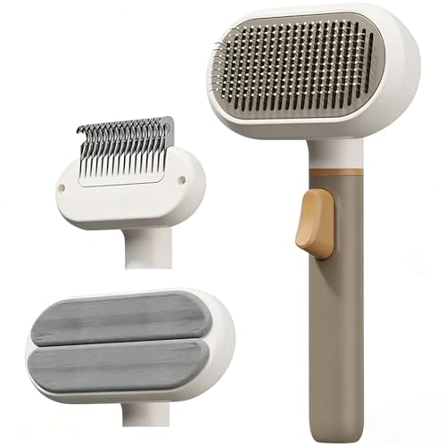 Brosse 3 en 1 peigne démêlant acier inoxydable pour éliminer le sous-poil de chat et chien