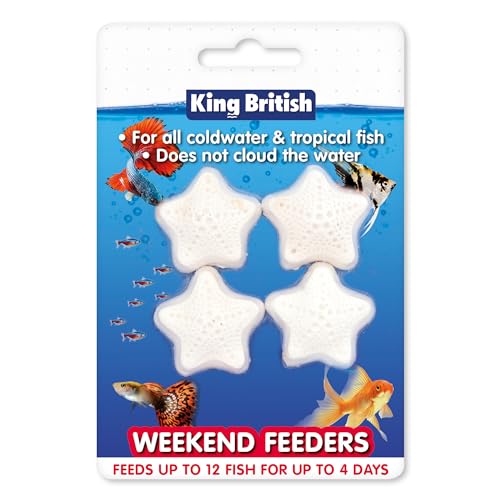 King British Weekend Feeders 4 Pack For Coldwater & Tropical Fish Ideal for Leaving your Fish over Weekends Does Not Cloud Water Ingredients Helps Keep Fish Healthy & Active