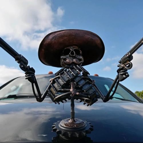 Hot Rod Skull Hood Ornament - Vintage Style Metal Car Accessory, Bolt-On Custom Hood Decor for Classic Cars & Trucks, Automotive Enthusiast Gift