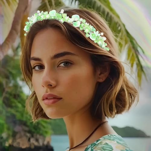 Women-Green-Crystal-Headband-Leaf-Hairband-Flower-Rhinestone-Pearl-Hair-Accessory-Handmade-Nature-Hair-Hoop