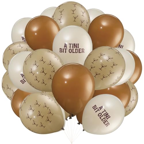 RoundFunny 60 Pcs Martini Birthday Balloons 10" Brown Latex Bachelorette