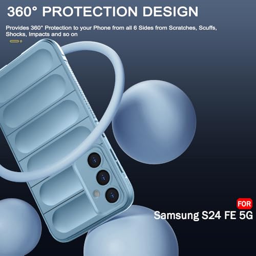 Image of TheGiftKart Liquid Silicon Back Cover Case for Samsung Galaxy S24 FE 5G | Shockproof Military Grade Protection | Micro-Fibre Cloth On Inner Side | Anti-Slip Grip Cover for Samsung S24 FE (TPU, Blue)