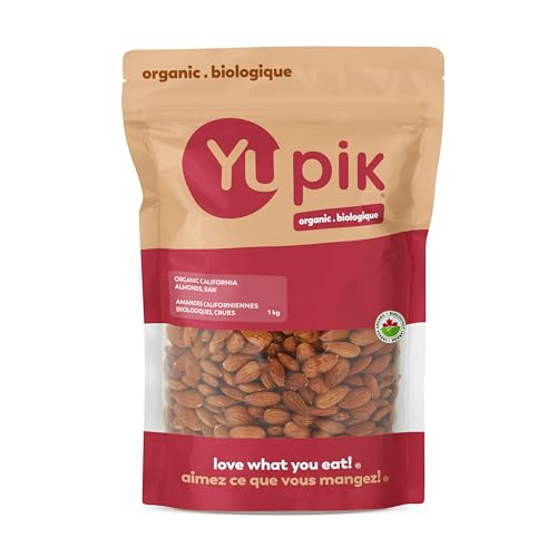Yupik - Yupik Organic Almonds, 1Kg, Non-Gmo, Vegan, Gluten-Free, Good Source Of Protein, Fiber, Iron & Calcium, Low In Carb