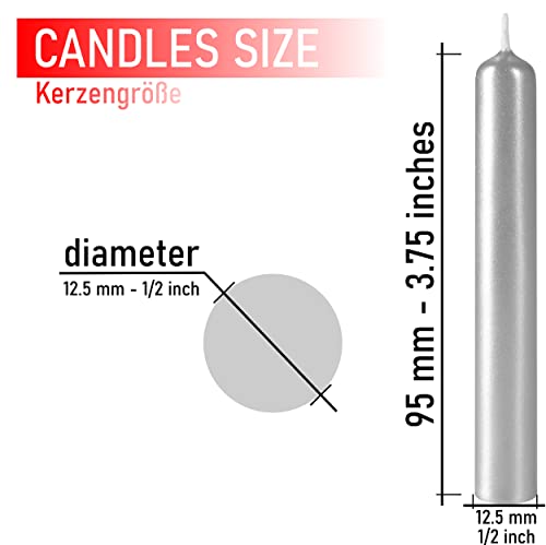 Brubaker Tree Candles - Pack Of 20 - Silver - 3.75 X 0.5 Inches (9.5 X 1.27Cm) - Pyramids & Chimes - Made In Europe #TOP2