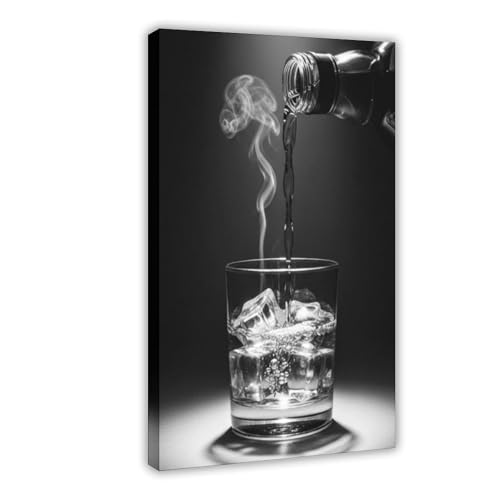 Poster sur toile de verres et fumée artistique noir et blanc - Tableau haut de gamme 40x61cm