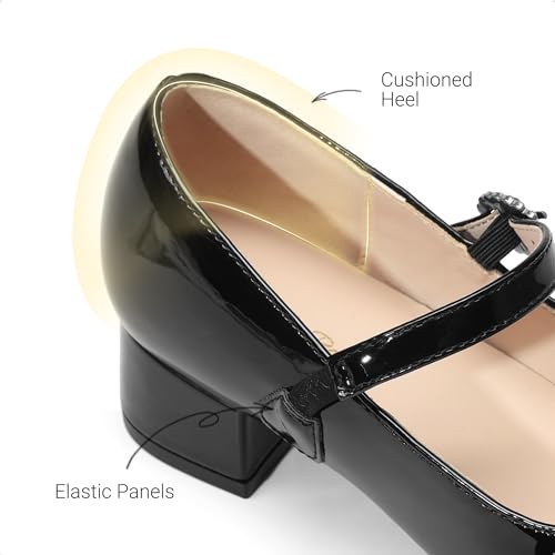 DREAM PAIRS Mädchen Schuhe Mary Jane Prinzessin Schuhe Niedrige Absätze Ballerinas Kommunionschuhe Kleiderschuhe Mary Jane Pumps Abschlussball Schuhe,Size 36,Schwarz,SKPU26003K