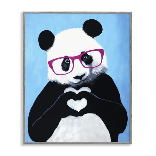 Panda Heart Symbol Hipster Animal, 16 x 20 Inch Framed Giclée Print