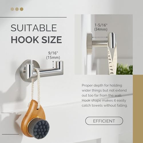YUET Door Hooks,Double Metal Coat Hooks Wall Mounted - Image 3