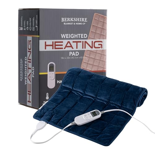 Image of Berkshire Blanket Weighted Heating Pad - 18 inchx33 inch Electric Heat Wrap with 10 Heat Settings & Auto Shut Off - Soothing Heat Wrap for Back, Neck, Shoulders, Legs, Abdomen - Machine Washable & Portable