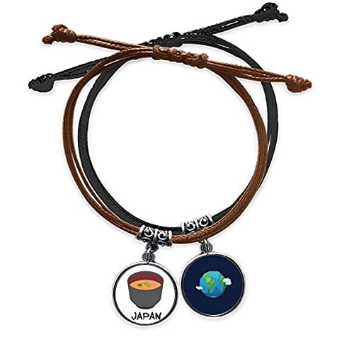 Sopa de miso pulsera de cuerda de cuero japonesa ajustable unisex