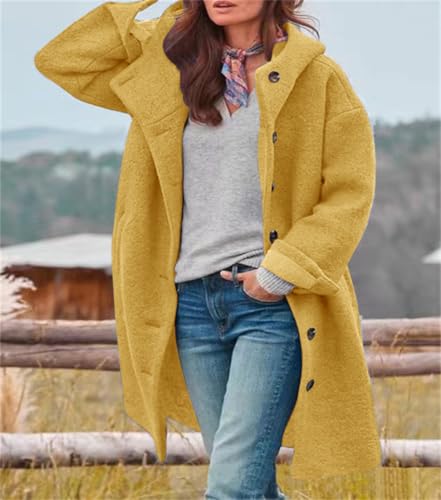 Image of chouyatou Women's Winter Single Breasted Long Wool Coat with Hood Casual Wool Blend Trench Coat Jacket