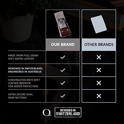 Qwatchbands Watch Pouch & Case For Travelling - Portable Travel Watch Cases - Travel Watch Bag And Storage - Genuine Leather Watch Holder For Luggage - Single & Double Watch Pouches #TOP5