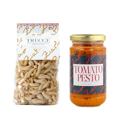 Zia Pia Organic Pasta - Trecce (500g) & Tomato Pesto Spread (180g) | Traditional Italian Pasta & Sauce | Vegan & Gluten Free Sauce | Small Batch Organic | Made in Italy image 2