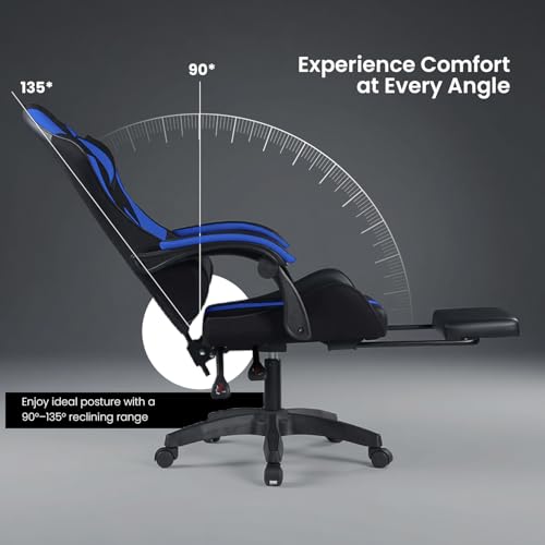 Image of Warrior 2026 Edition Gaming & Office Ergonomic Chair | Vegan Leather | 360 Swivel, High Back 135 Recliner | Adjustable Height & Linkage Armrest| Lumbar Support|3 Year Warranty, Navy Blue