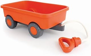 Green Toys Orange Wagon Pull-Along Toy - Eco-Friendly Recycled Plastic, BPA-Free, Dishwasher Safe Kids Motor Skills Vehicle Made in USA