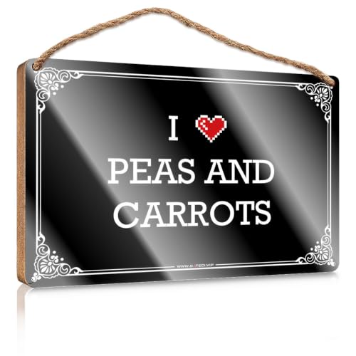 Image of AFGD I Love Peas And Carrots Wood Plaque, Unique Office Decor Desk Decor