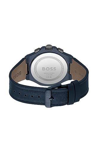HUGO BOSS Mens Leather Analog Black Dial Watch-1514086, Band Color:Blue - Image 3