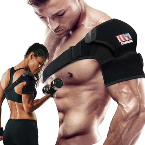 Licmbelo Adjustable Shoulder Brace for Rotator Cuff Tear & Post-Surgery Recovery - Arm Sling with Ice Pack Pocket, Breathable Compression Sleeve for Sports Injury, Arthritis, Men & Women (Black)