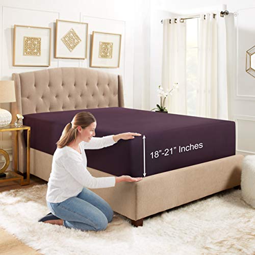 Empyrean Bedding 18" - 21" Extra Deep Pocket Fitted Sheet for High Mattress