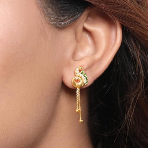 Image of ZAVYA 925 Sterling Silver Cubic Zirconia Circular Gold Plating Earrings | | Gift for Women and Girls | With Certificate of Authenticity and 925 Hallmark