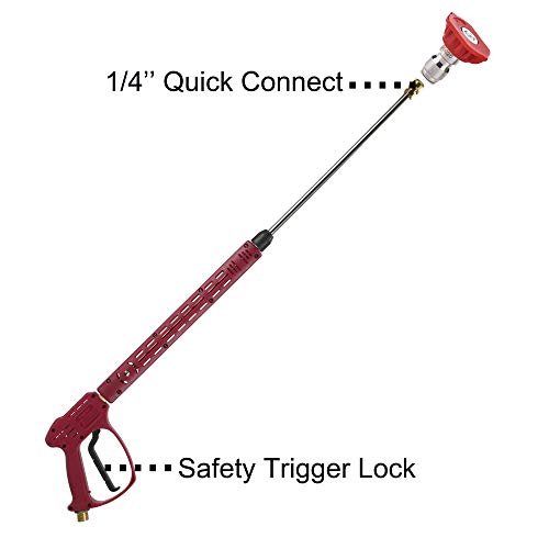 RIDGE WASHER Pressure Washer Gun with Extension Wand for Hot and Cold Water, Power Washer Gun with M22 Fitting, 5 Nozzle Tips, 40 Inch, 4000 PSI