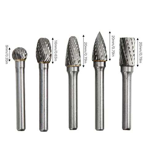 Set de 5 fresas de carburo de tungsteno 6x10 mm doble corte miniatura 2