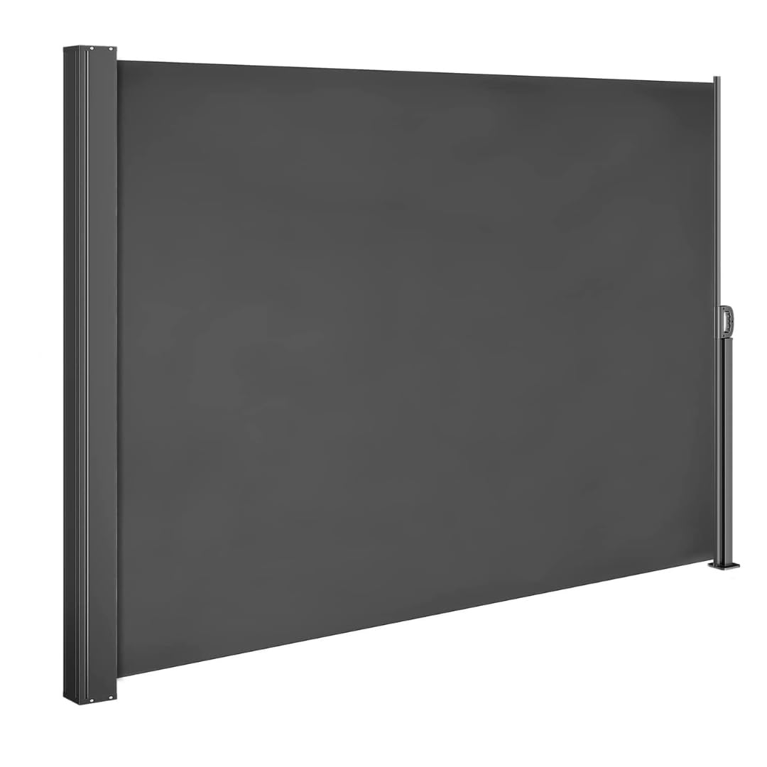 CASARIA Toldo Lateral Retráctil 180x300cm Pantalla Privacidad UV30+ | Poliéster 180g/m², Revestimiento PU, Repelente Agua, Resistente Viento, Función Bloqueo, Soporte Ajustable, Opaco, Exterior