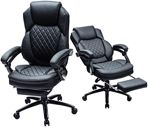 Kasorix Managerial and Executive Chair with Foot Rest, 400lbs Big and Tall Office Chair with Reclining Function,Office Chair for Heavy People,Oversized Office Chair Home Office Chair (Black)