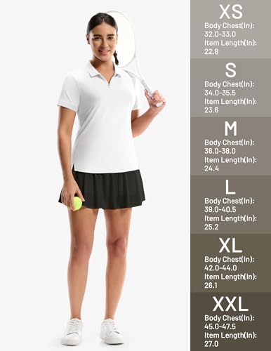 Image of MIER Golf Polo Shirts for Women - 1 /4 Zip Short Sleeve Tennis Tops, Dry Fit