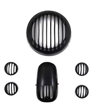 Gate 7 Aluminium Headlight,Indicator and Tail Light Grill for Jawa Classic (Black)