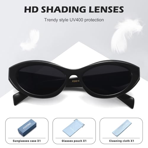 Retro Narrow Oval Sunglasses for Women Cat Eye 90s Sunnies Small Chic Shade Trendy UV Protection Sun Glasses FZN8163