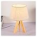 Lampada da tavolo moderna in lino minimalista lampada da notte creativa Lampada da comodino in legno massiccio Base paralume in tessuto Decorazione Camera da letto E27 Lampadina esclusa