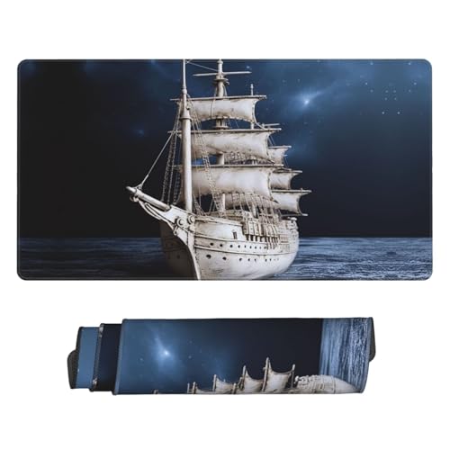 Tapis de souris de jeu aux bords cousus anti-effilochage motif nautique