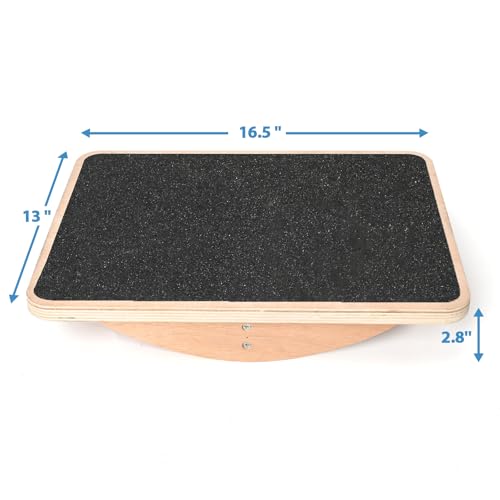 Image of Standing Desk Anti Fatigue Mat Balance Board, Exercise Wooden Wobble Board Stability Rocker Perfect for Office, Workstation, Home, Gym, Kitchen (Basic)