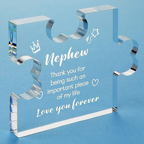 Funnli Nephew Gifts from Auntie Uncle Acrylic Plaque - Nephew Birthday Gifts 3.35 x 2.76...